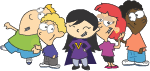 all of the characters in the top banner